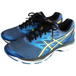 Asics Gel Cumulus 18 Mens 10 Running Athletic Shoes Metallic Blue Yellow T6C3N